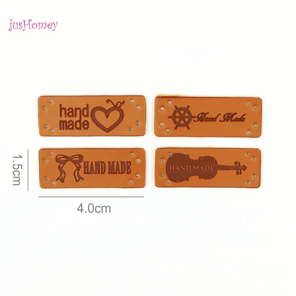 Набор из 24 штук искусственной кожи ручная работа лейблы ярлыки для одежды