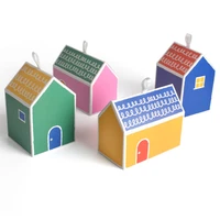 Christmas House Style Gift Box Kraft Paper Gift Candy Bag Paper Bag Kraft Candy Cookies Box Party Supplies Wedding Decoration