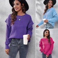 2022 new spring autumn womens spliced pullover knitwear lady solid color loose sweater female casual long sleeve thick top