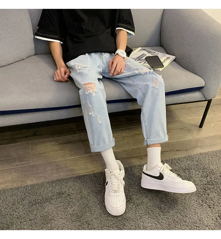 

New Fashion Loose Hip Hop Men Streetwear Blue Jeans 2021 Women Black Jeans Korean Fashions Harem Pants Male Denim Pants OverSize