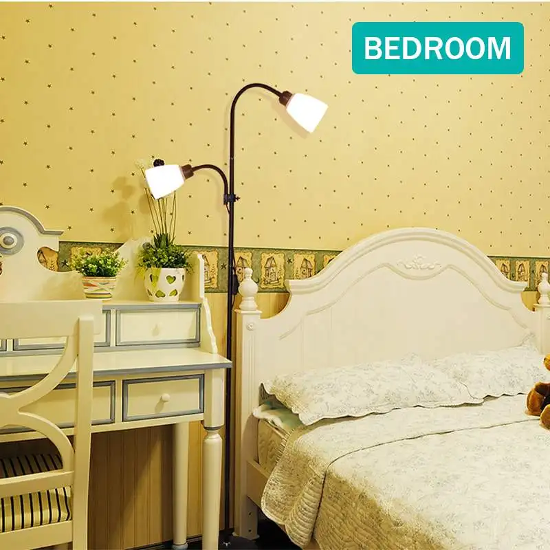 

Modern Floor Lamp 2 lights night stand Living Room adjustable Hotel Lighting E27 LED AC 220V For Bedroom home Black/White