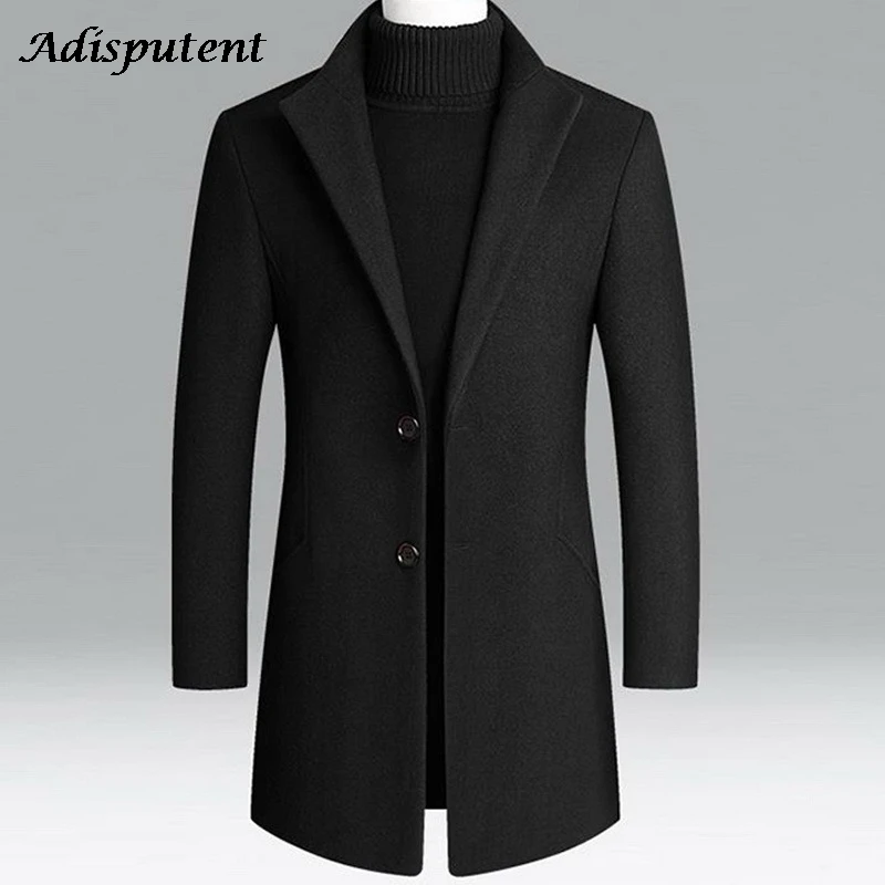 

Adisputent Brand Winter Wool Men Thick Coat Stand Collar Male Fashion Wool Blend Outwear Jacket Smart Casual Trench Plus Size