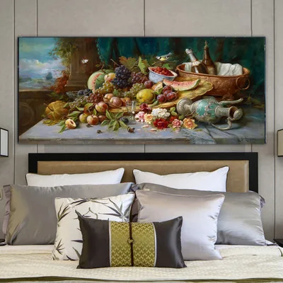 Натюрморт фрукты винтажная живопись картина для гостиной спальни настенное