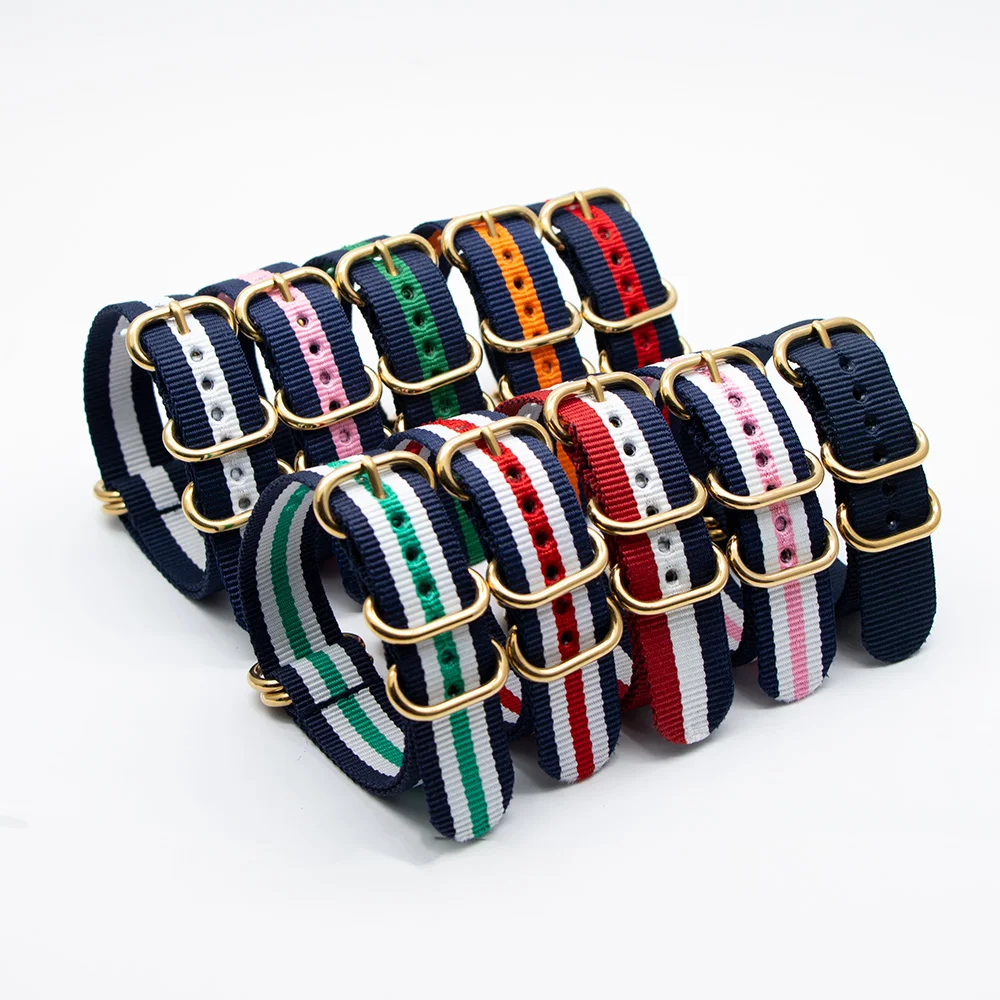 

Premium Ballistic Watchband 18MM 20MM 22MM Nylon Strap For NATO ZULU Watches Replacement Bracelet with Gold Heavy Ring Buckle