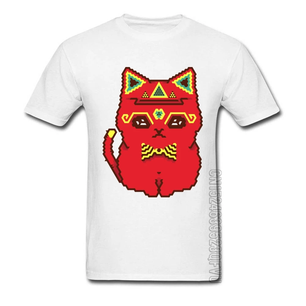 Хипстер Кот Декстер Чистый хлопок мужские топы с коротким рукавом рубашки