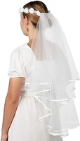 sensual looking fancy clingy 2 tier veil flower crown for wedding bridal bride
