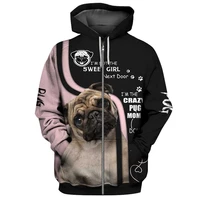 3d casual hoodies crazy dog mom animal pug unisex springfall harajuku for men zip hooded zipped pullover funny sweatshirt
