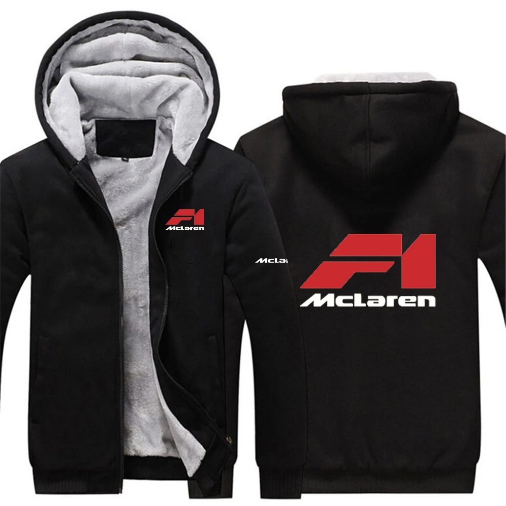 

NEW Winter McLaren Car Classic Logo Men's College Sports Coats Thicken Fleece Jackets Male Hoodies Zipper Harajuku Sweatshirts
