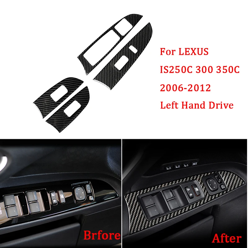 

For LEXUS IS250C 300 350C Carbon Fiber Window Lifter Control Frame Switch Armrest Panel Trim car Interior LHD RHD accessories