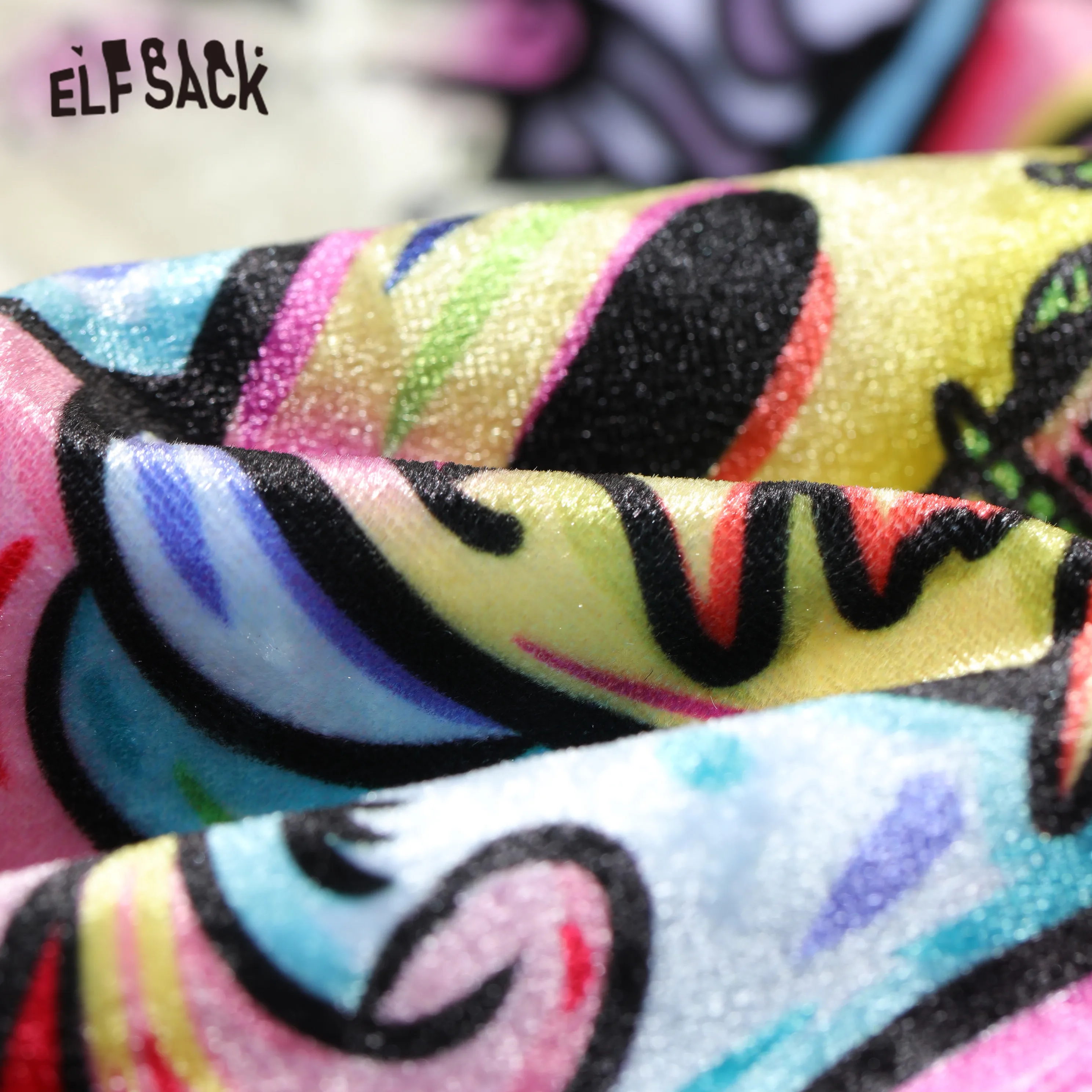 ELFSACK Harajuku Graphic Applique Women Knit Pullover Sweaters,2021 Winter Colorblock Vintage Full Sleeve,Casual Girly Daily Top