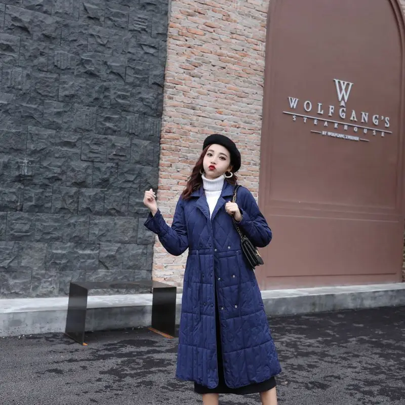 Зимняя куртка с меховым воротником Женская длинная парка Новый Зимний Тонкий и