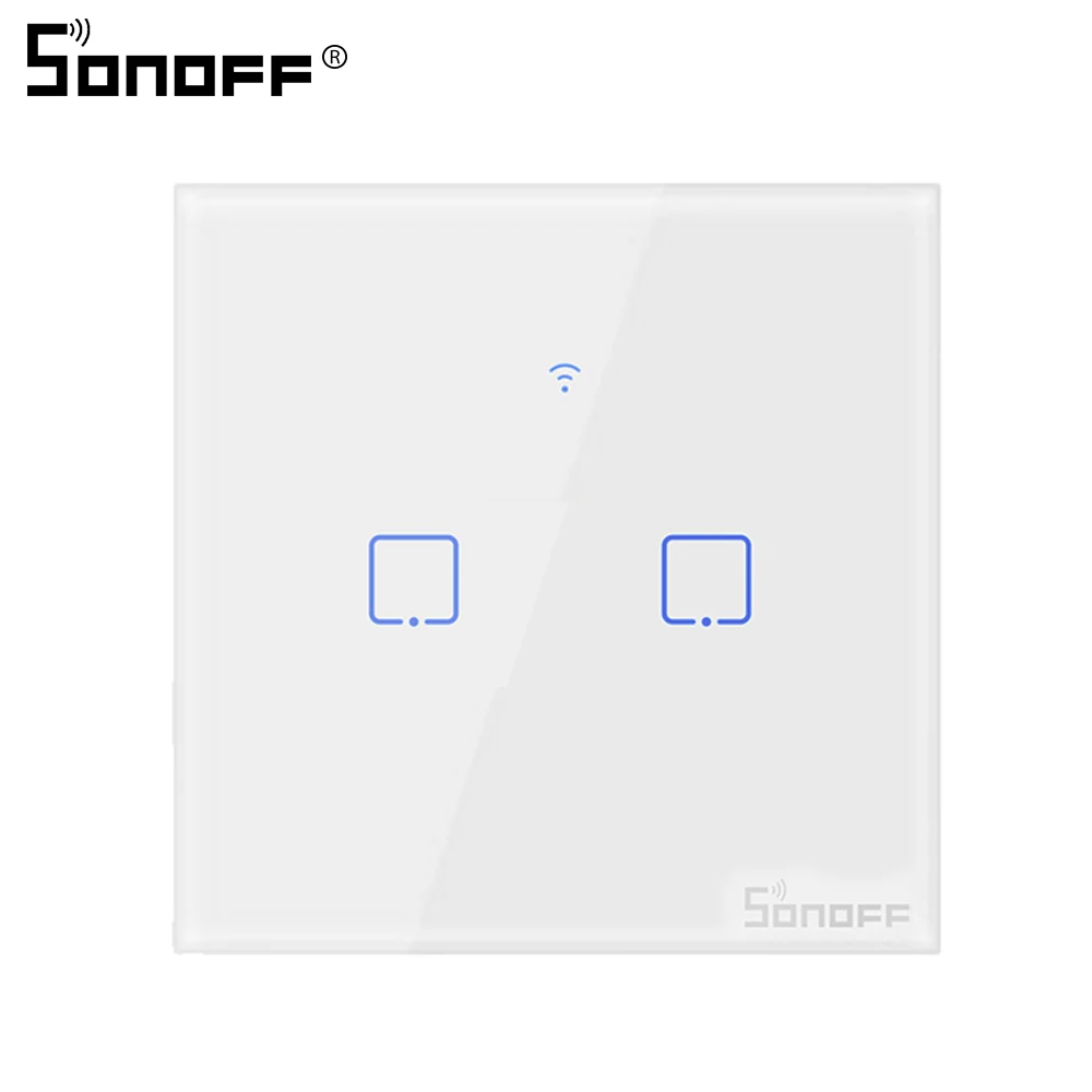 T2 EU 2C Интеллектуальный выключатель света SONOFF T2 ЕС/Великобритании партии 1/2/3 Wi-Fi настенный Панель розетка для управления светом 433 МГц RF/сенсорный экран/eWelink Беспроводной дистанционного Управление Google Home Alexa - Комплект: T2 EU 2C