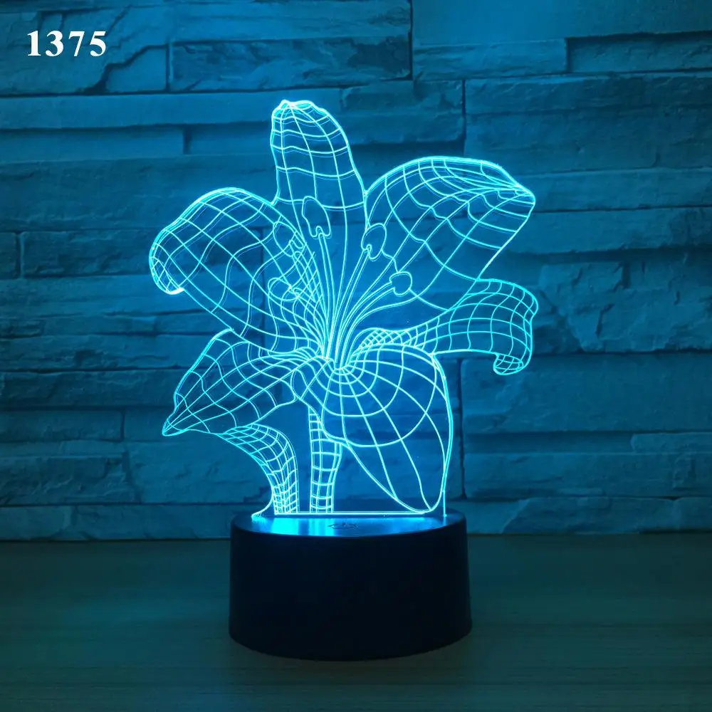 Лотос 3d лампа Deco Enfant Chambre настольная лампа Lamparas De Mesa 3d светодиодный Ночной светильник с цветами настольные лампы - Цвет абажура: Black base