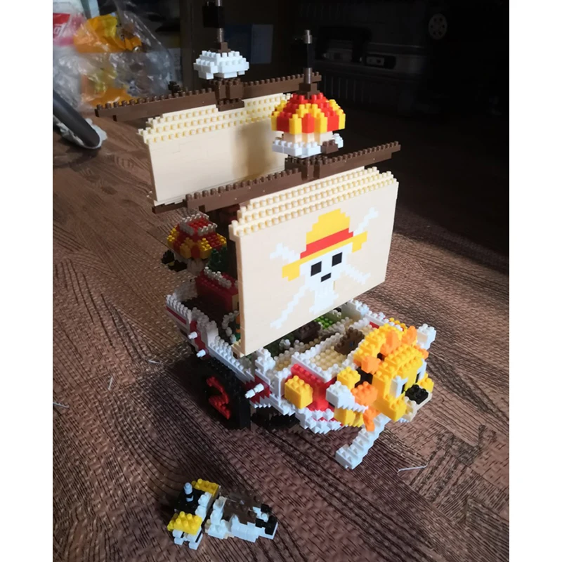 HC 9035 аниме одна деталь Луффи Солнечный Пиратский корабль лодка 3D модель DIY Алмаз Мини Строительные маленькие блоки кирпичи сборка игрушка без коробки