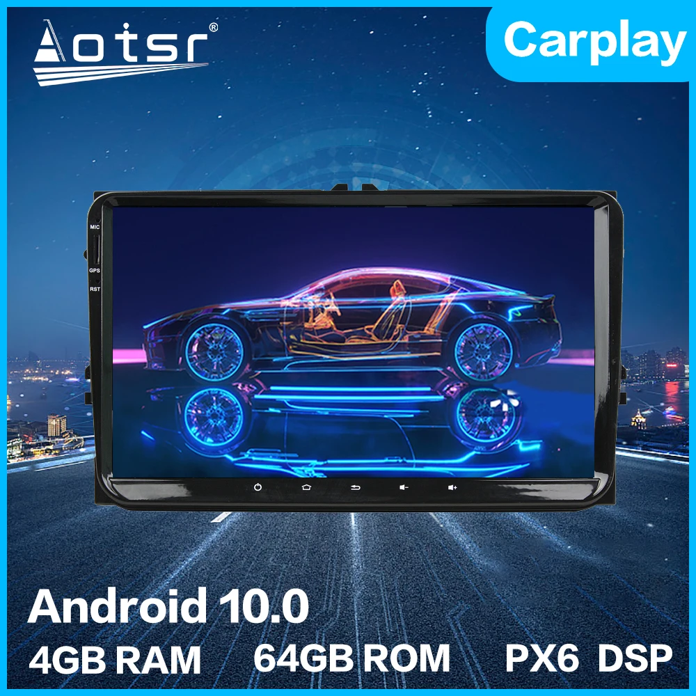 Aotsr Android 10 0 4 + 64 ГБ Автомобильный Радио плеер GPS навигация автомобильный стерео HD