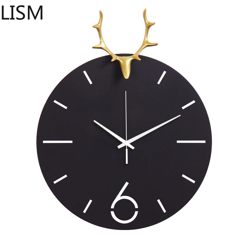 

Nordic Wall Clock Mute Living Room Decoration Creative Art Wall Clock Modern Deer Head Wall Clock Metal Reloj Pared Decorativo