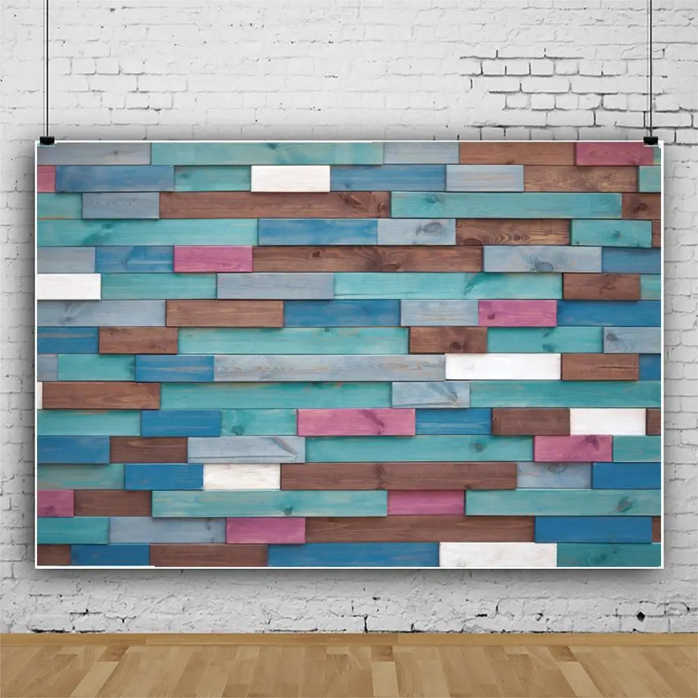 

3D Colorful Wooden Wall Photography Backgrounds Board Plank Newborn Baby Shower Child Portrait Pets Backdrops For Photographer