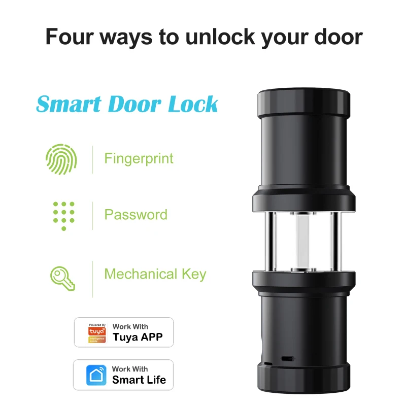

Smart Fingerprint Lock Smart Door Password Key Fingerprint for Tuya Smart Life APP 4 Unlock Methods Bluetooth-compatible Device