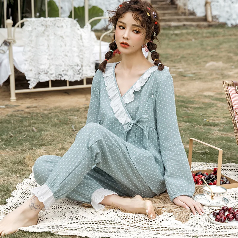 Пижама для беременных из хлопка с длинным рукавом весна-осень 2019 2 шт./компл.