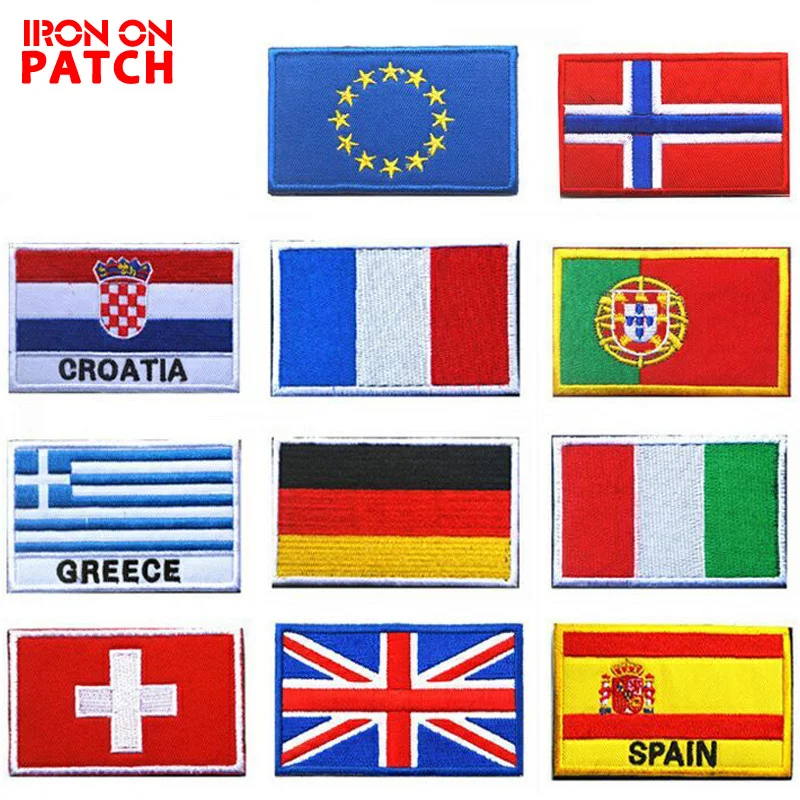 

10PCS European National Flag Tactical Patch Hook & Loop Cloth Backpack Army Embroidery Badge Embroidered Patch Appliques