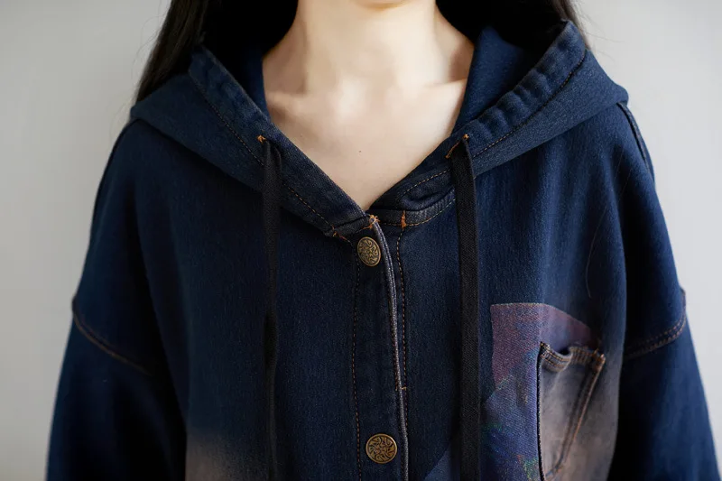 

Unsymmetrical personality of hooded coat T038