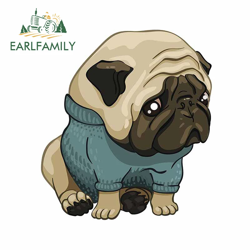 EARLFAMILY 13 см x 11 для мопса индивидуальная Автомобильная наклейка виниловая
