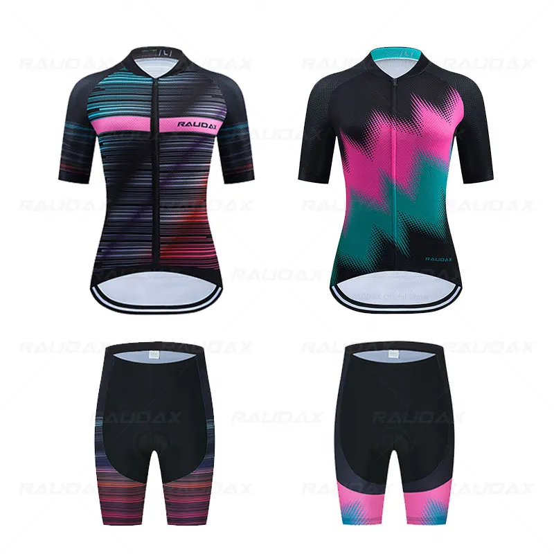 

Women Summer Anti-UV Cycling Short Sleeve Cycling Jersey 2021 New pro team Raudax road Bike Clothing MTB Bib Pants Ropa Ciclismo