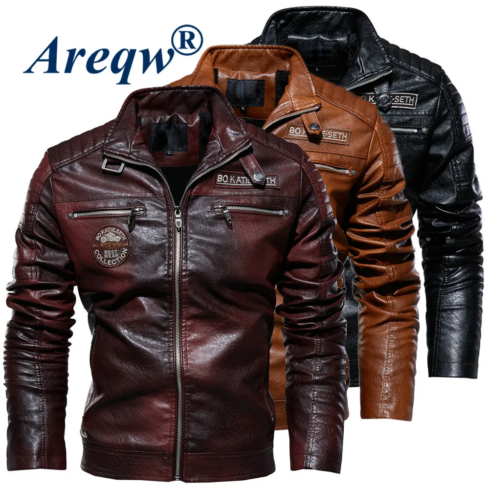 

2021 New Men's Autumn and Winter Men High Quality Fashion Coat Leather Jacket Motorcycle Style Male Business Casual Jackets