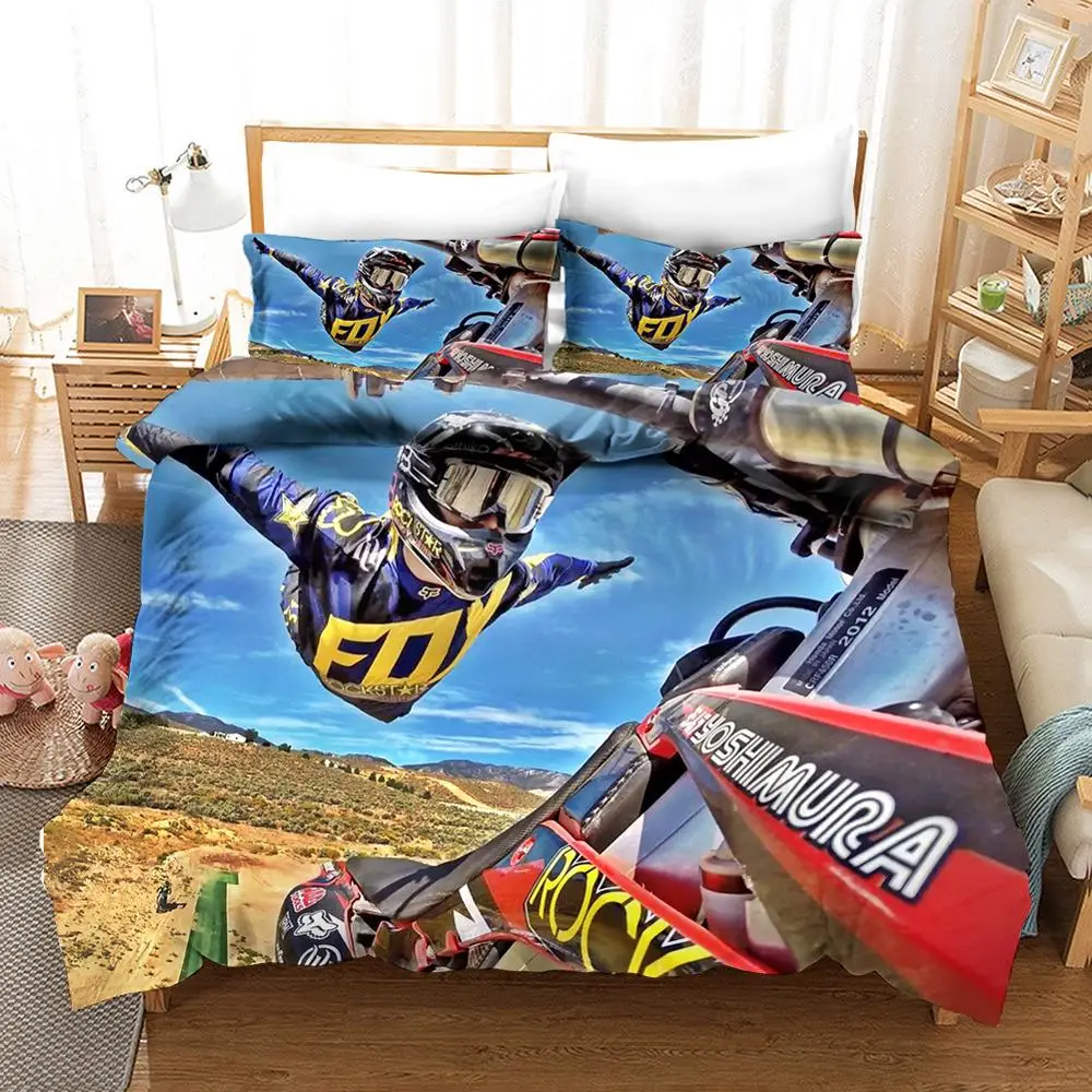 

Cianlsria Off-road Motorcycle 3D Printing Bedding Sets Single Bed Home Quilt Cover and Pillowcase No Sheets