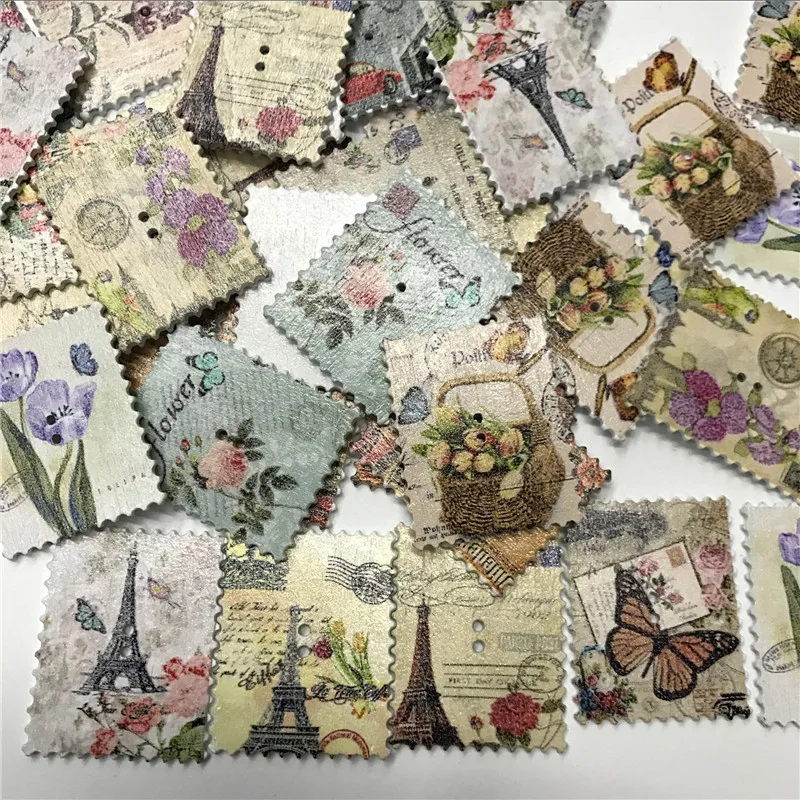 20 шт. квадратные винтажные штампы в виде башни деревянные фотообои для детских