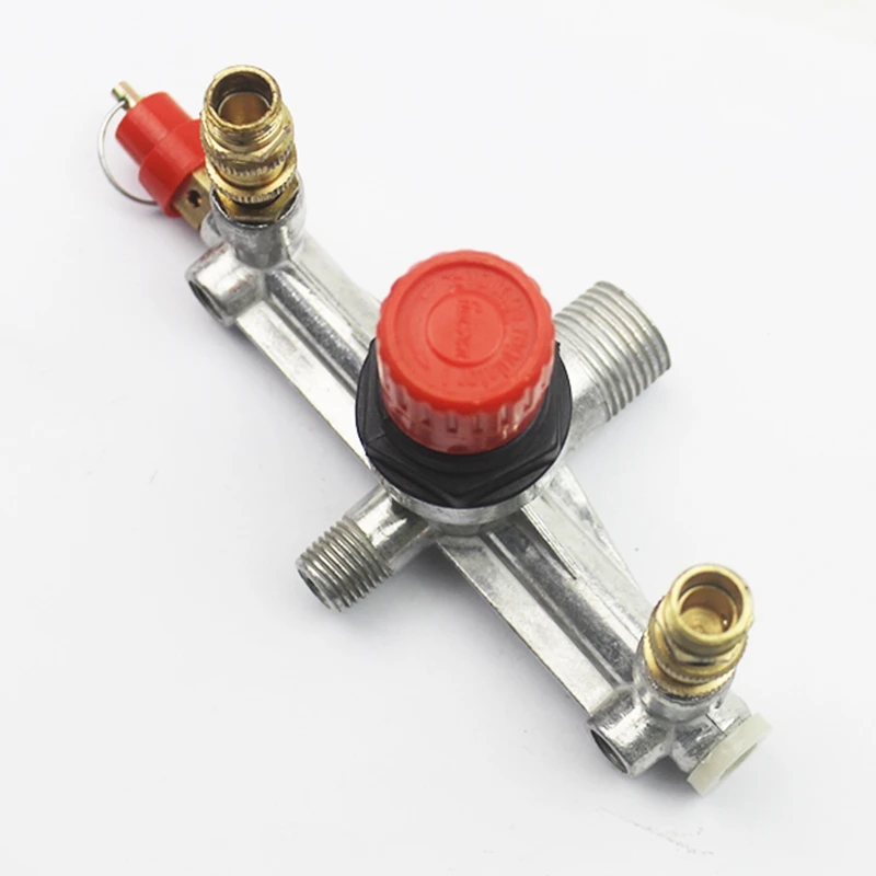 Push-pull Valve Switch Control Manifold Regulator Gauges Aluminum Bracket Red Cap Pressure Relief Valve