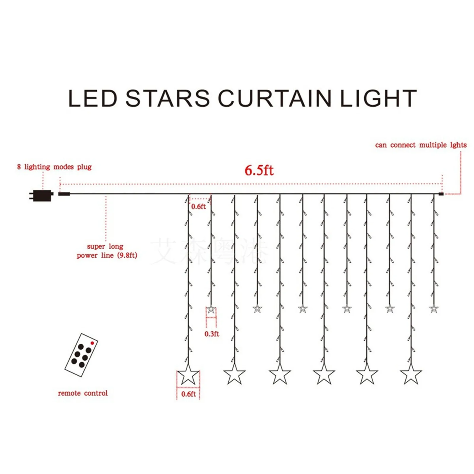 

Christmas Fairy Lights Festoon Led String Lights Star Garland Window Curtain Indoor Tree Decoration Halloween Wedding Light #Y5