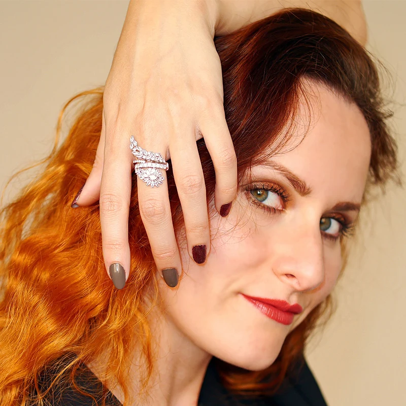 LUOTEEMI изысканный Регулируемый Открытое кольцо для Для женщин вечерние &amp