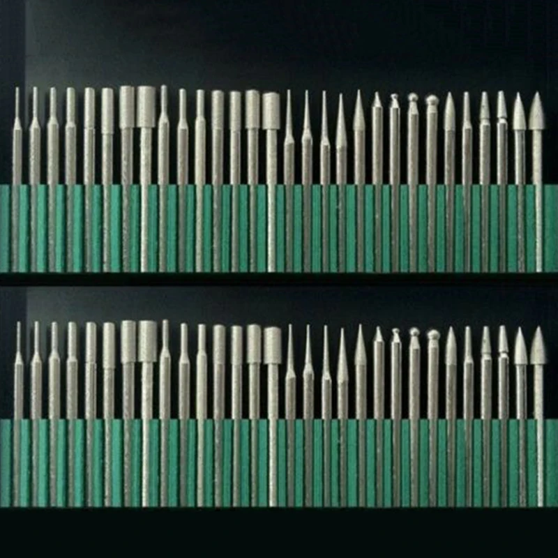 

30pcs Diamond Burr Bit Set 400 Grit 1/8inches Diamond Burring Kit Storage Case Power Shank Rotary Tools