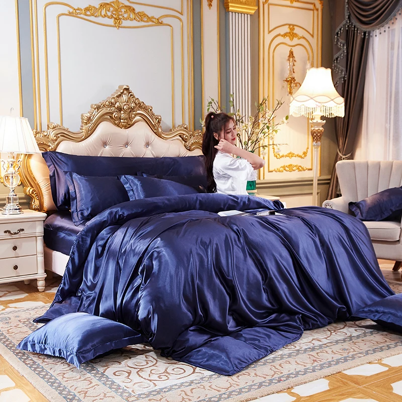 Сатиновое постельное белье для 2 человек евро королева искусство роскошный