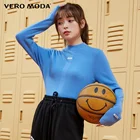Vero Moda женский 100% шерсть однотонный облегающий стрейчевый минималистичный вязаный Базовый Топ водолазка вязаный свитер  318324522