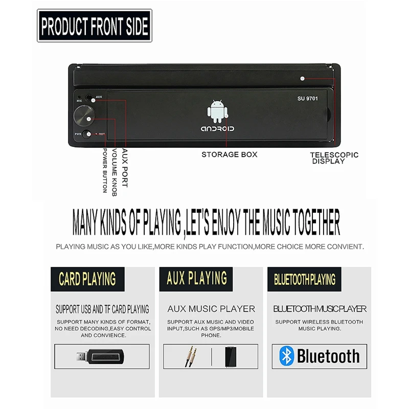 

7 Inch Android 8.1 Car Radio 1 Din MP5 Player + Wifi + GPS + Bluetooth + AM/FM Car Multimedia Player+4LED Camera