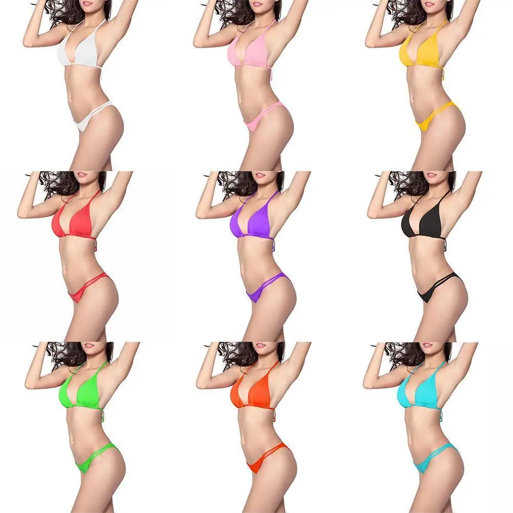 

Pure Color Seductive Open Back Strap Sexy Split Beach Swimsuit Suit W4Y6
