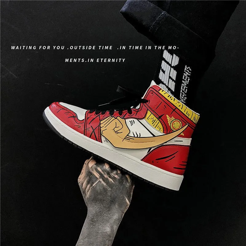 

Luffy Roronoa Zoro Sanji Cartoon high help male shoes Korean fashion shoes