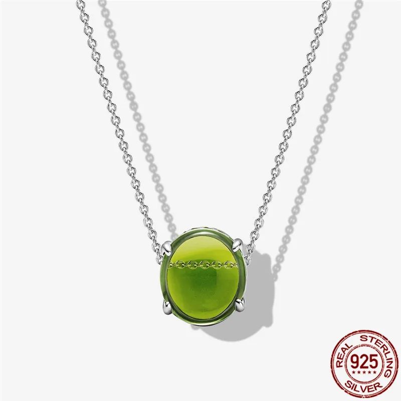 

100% реальные 925 стерлингового серебра зеленый Кабошон Fit оригинальный мобильный телефон 3 мм браслет для женщин на день рождения модное ювели...