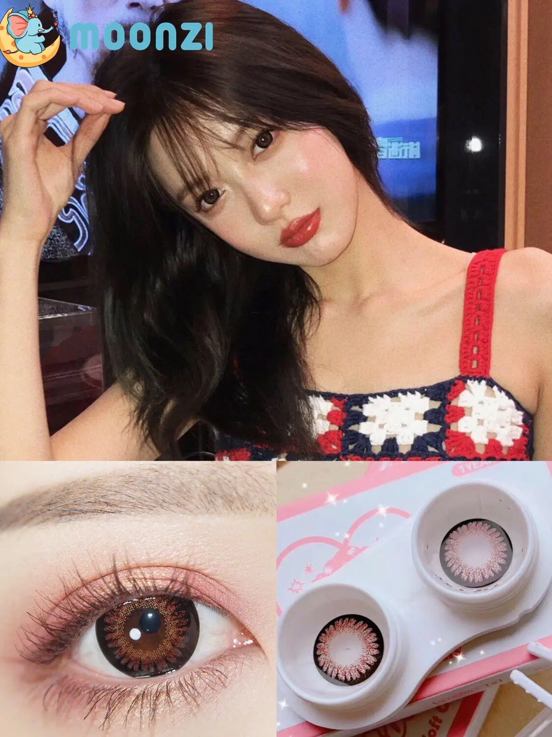 moonzi natural contact lens cherry red big beautiful pupil colored contact lenses for eyes yearly 2pcspair myopia prescription free global shipping