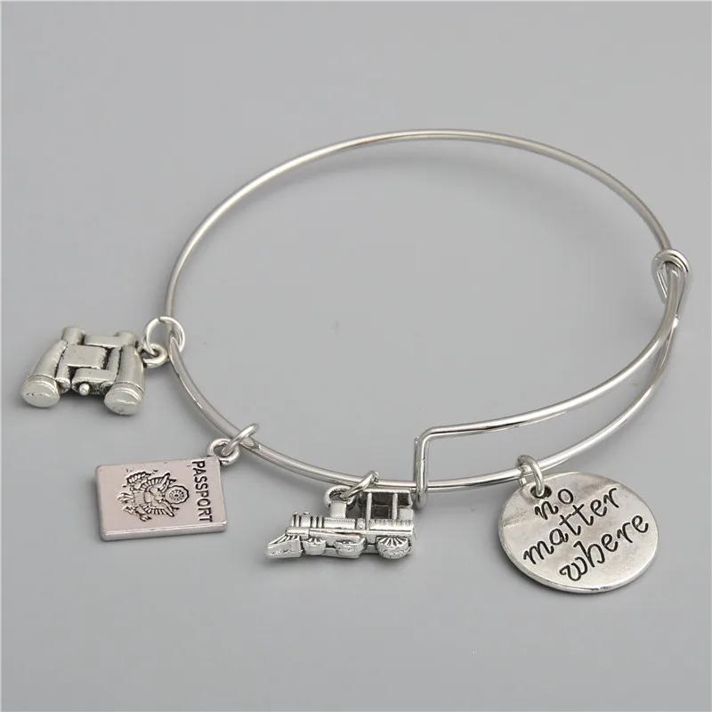 1 шт. серебряный цвет поезд Подвески телескоп расширяющийся браслет на запястье с