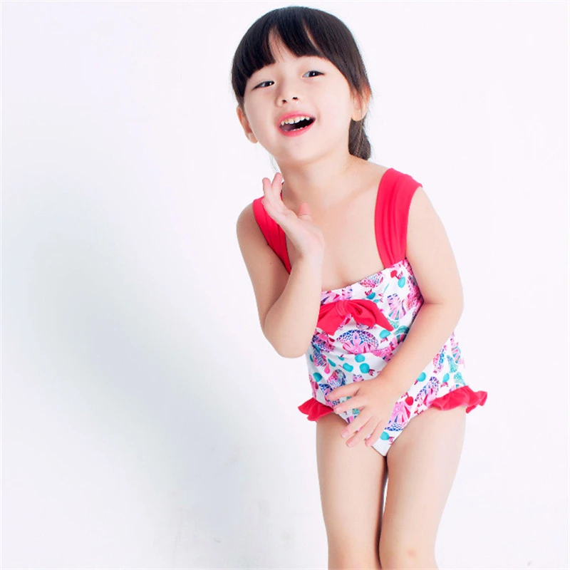 Детский слитный купальник для девочек 2 7 лет летняя пляжная одежда с