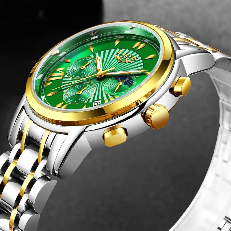 

2020 New Quartz Clock LIGE Mens Watches Top Luxury Brand Sport Chronograph Male Stainless Steel Moon Phase Waterproof Wristwatch