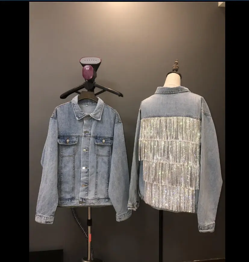 Роскошная женская модная короткая джинсовая куртка в стиле панк с эффектом