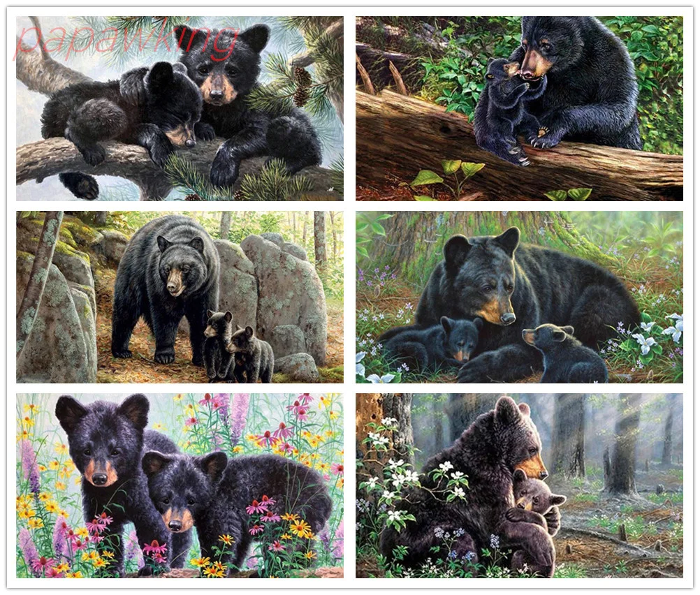 

Diy Animal Diamond Painting Full Square Round Diamond Black Bear Mosaic Rhinestone Embroidery Cross Stitch Kit Home Decoration