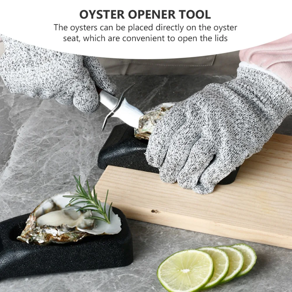

2Pcs Oyster Shucking Clamps Oyster Holders Kitchen Oyster Opener Tools (Black)