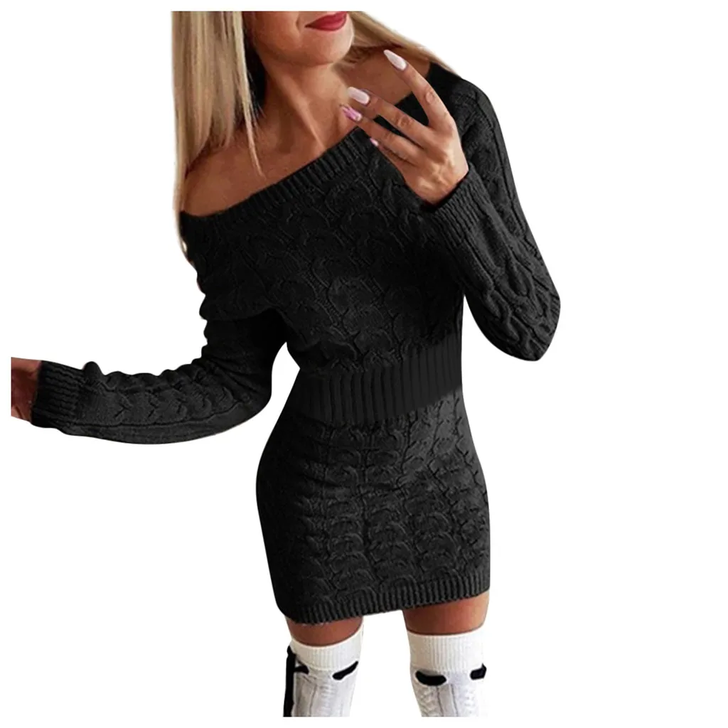 

Women sexy slim knit sweater dress Autumn Winter Women's Twisted Sweater Dresses 2020 fashion Strapless Sheath knitted sweaters