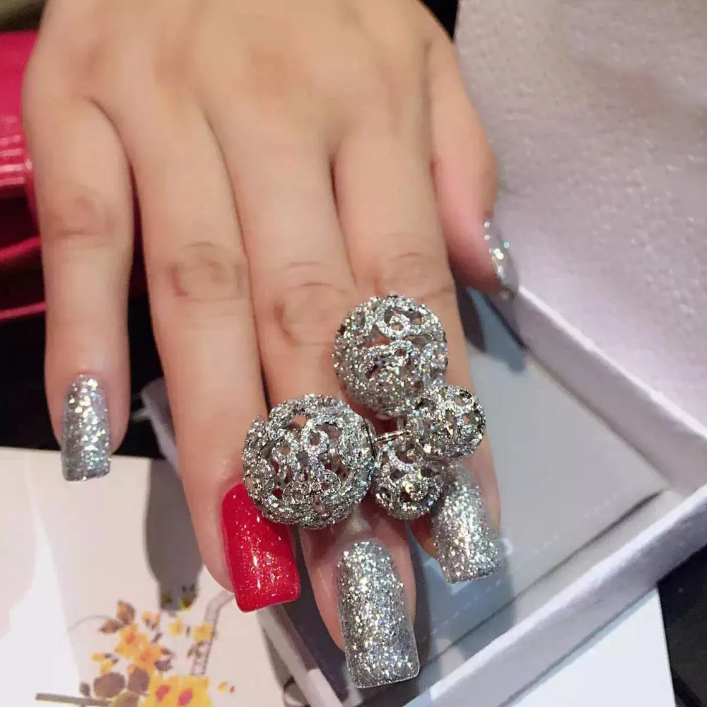 Серьги гвоздики с фианитом двумя шариками|brand stud earrings|stud earringsearrings free |