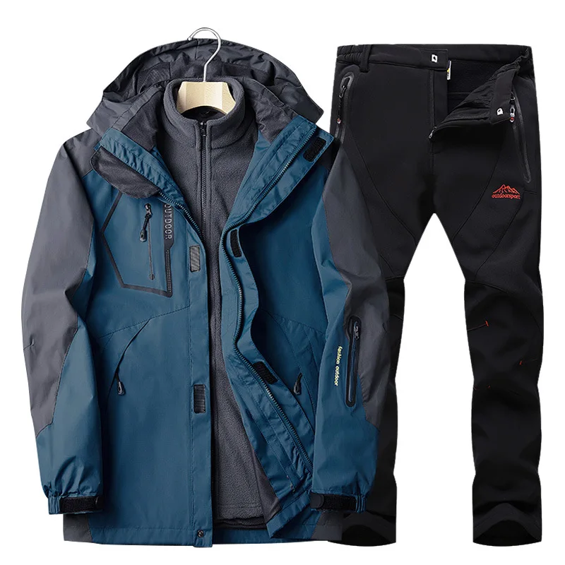 Лыжный костюм мужской 3 в 1 водонепроницаемая ветрозащитная Утепленная зимняя